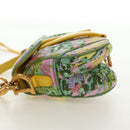 Christian Dior Micro Saddle Hand Bag Canvas Beads 2way Green Gold Auth 190200SAM-3
