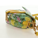 Christian Dior Micro Saddle Hand Bag Canvas Beads 2way Green Gold Auth 190200SAM-4