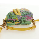 Christian Dior Micro Saddle Hand Bag Canvas Beads 2way Green Gold Auth 190200SAM-6