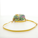 Christian Dior Micro Saddle Hand Bag Canvas Beads 2way Green Gold Auth 190200SAM-8