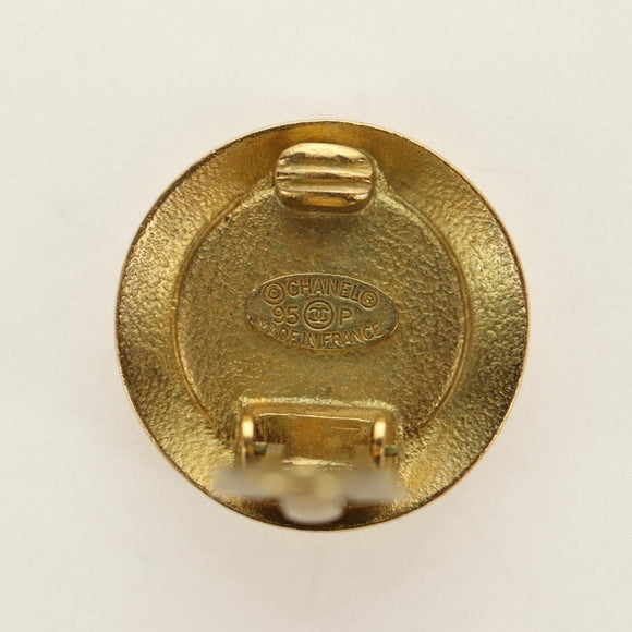 CHANEL COCO Mark Earring metal Gold Tone CC Auth 190201M
