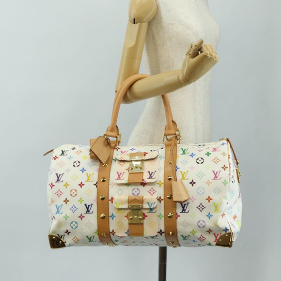LOUIS VUITTON Monogram Multicolor Keepall 45 Bag White M92641 LV Auth 190220SAV