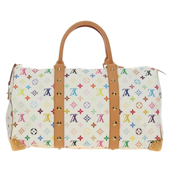 LOUIS VUITTON Monogram Multicolor Keepall 45 Bag White M92641 LV Auth 190220SAV