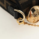 FENDI FENDACE Nano Baguette Chain Shoulder Pouch Black Brown Auth 190223SAM-9