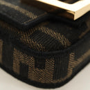 FENDI FENDACE Nano Baguette Chain Shoulder Pouch Black Brown Auth 190223SAM-17