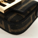 FENDI FENDACE Nano Baguette Chain Shoulder Pouch Black Brown Auth 190223SAM-18