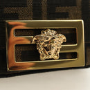 FENDI FENDACE Nano Baguette Chain Shoulder Pouch Black Brown Auth 190223SAM-21