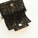 FENDI FENDACE Nano Baguette Chain Shoulder Pouch Black Brown Auth 190223SAM-22