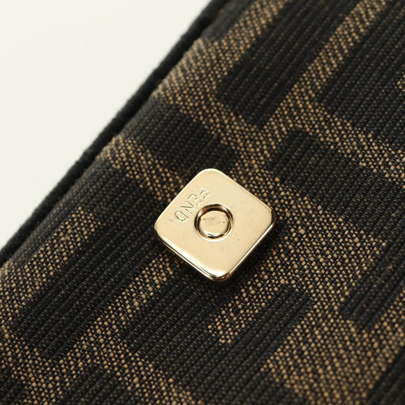 FENDI FENDACE Nano Baguette Chain Shoulder Pouch Black Brown Auth 190223SAM