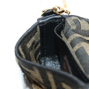 FENDI FENDACE Nano Baguette Chain Shoulder Pouch Black Brown Auth 190223SAM-26