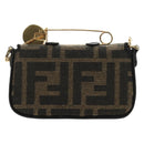 FENDI FENDACE Nano Baguette Chain Shoulder Pouch Black Brown Auth 190223SAM-2