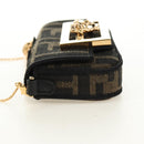 FENDI FENDACE Nano Baguette Chain Shoulder Pouch Black Brown Auth 190223SAM-3