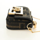 FENDI FENDACE Nano Baguette Chain Shoulder Pouch Black Brown Auth 190223SAM-4