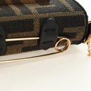 FENDI FENDACE Nano Baguette Chain Shoulder Pouch Black Brown Auth 190223SAM-15