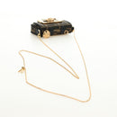 FENDI FENDACE Nano Baguette Chain Shoulder Pouch Black Brown Auth 190223SAM-7