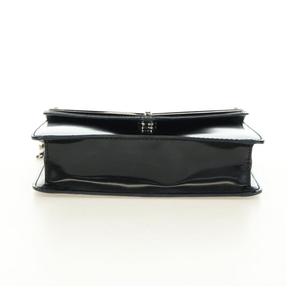 PRADA Chain Shoulder Bag Patent Leather Black Silver Auth 190226SAM
