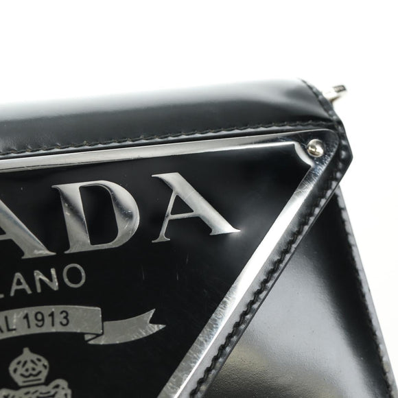 PRADA Chain Shoulder Bag Patent Leather Black Silver Auth 190226SAM