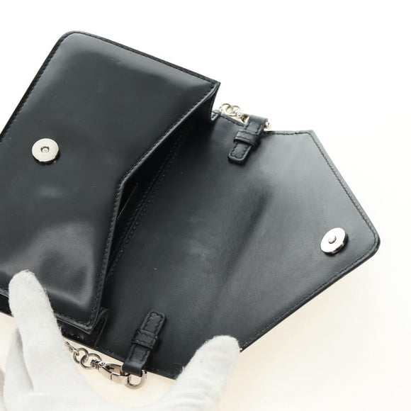 PRADA Chain Shoulder Bag Patent Leather Black Silver Auth 190226SAM