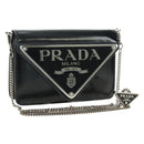 PRADA Chain Shoulder Bag Patent Leather Black Silver Auth 190226SAM-1