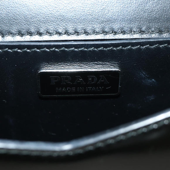 PRADA Chain Shoulder Bag Patent Leather Black Silver Auth 190226SAM