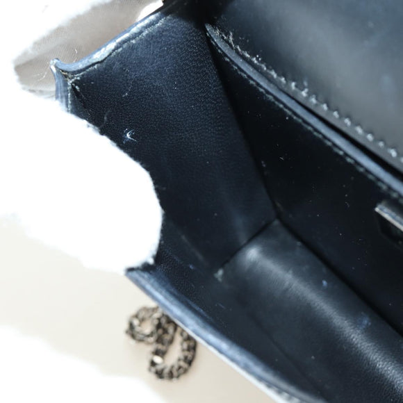 PRADA Chain Shoulder Bag Patent Leather Black Silver Auth 190226SAM