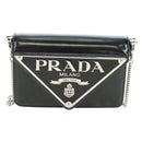 PRADA Chain Shoulder Bag Patent Leather Black Silver Auth 190226SAM-13