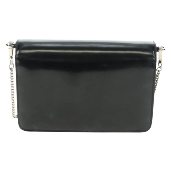 PRADA Chain Shoulder Bag Patent Leather Black Silver Auth 190226SAM