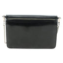 PRADA Chain Shoulder Bag Patent Leather Black Silver Auth 190226SAM-2