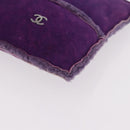 CHANEL Choco Bar Pouch Mouton Purple Silver CC Auth 190227A-11