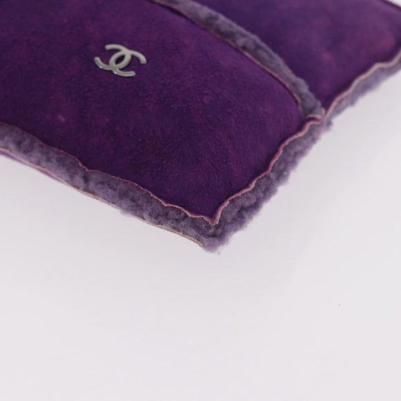 CHANEL Choco Bar Pouch Mouton Purple Silver CC Auth 190227A