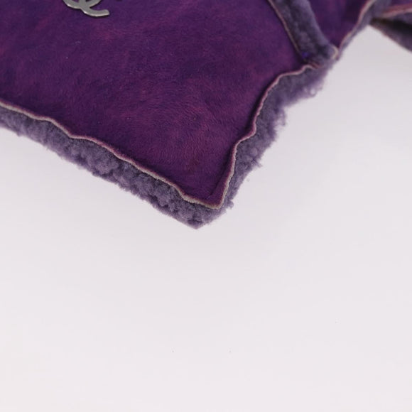 CHANEL Choco Bar Pouch Mouton Purple Silver CC Auth 190227A
