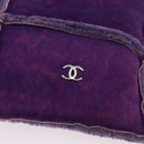 CHANEL Choco Bar Pouch Mouton Purple Silver CC Auth 190227A-14