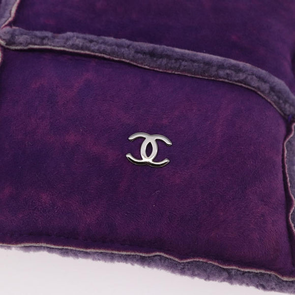 CHANEL Choco Bar Pouch Mouton Purple Silver CC Auth 190227A