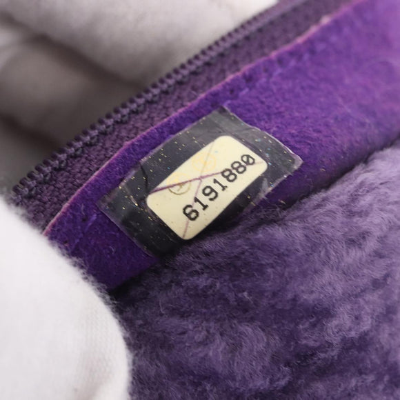 CHANEL Choco Bar Pouch Mouton Purple Silver CC Auth 190227A