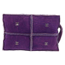 CHANEL Choco Bar Pouch Mouton Purple Silver CC Auth 190227A-3