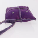 CHANEL Choco Bar Pouch Mouton Purple Silver CC Auth 190227A-5