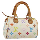 LOUIS VUITTON Monogram Multicolor Mini Speedy Hand Bag White M92645 Auth 190228V-1