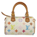 LOUIS VUITTON Monogram Multicolor Mini Speedy Hand Bag White M92645 Auth 190228V-13