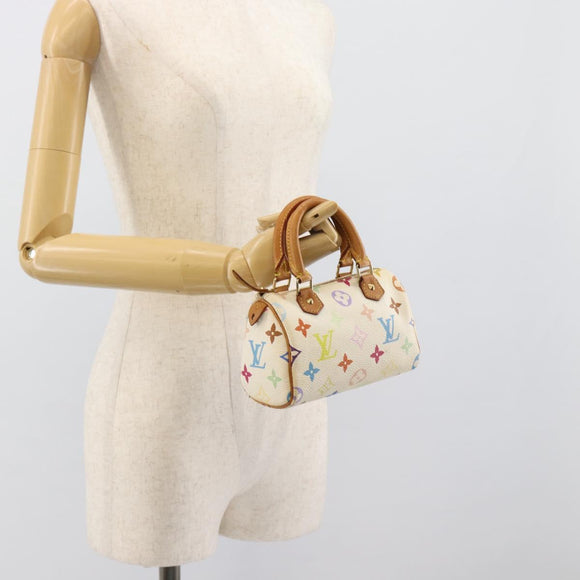 LOUIS VUITTON Monogram Multicolor Mini Speedy Hand Bag White M92645 Auth 190228V