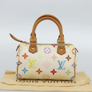 LOUIS VUITTON Monogram Multicolor Mini Speedy Hand Bag White M92645 Auth 190228V-12