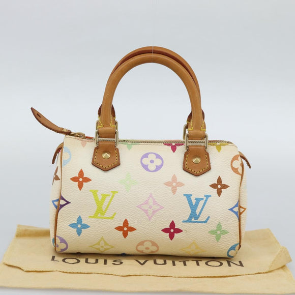 LOUIS VUITTON Monogram Multicolor Mini Speedy Hand Bag White M92645 Auth 190228V