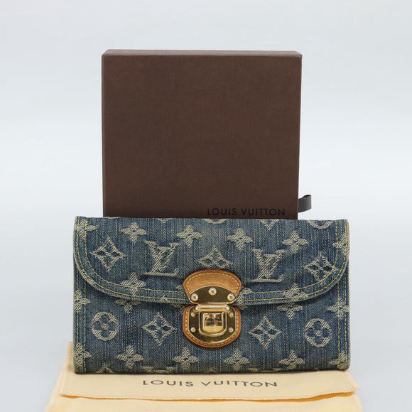 LOUIS VUITTON Monogram denim Portefeuille Amelia Wallet Blue M95511 Auth 190233V