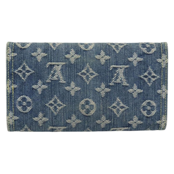 LOUIS VUITTON Monogram denim Portefeuille Amelia Wallet Blue M95511 Auth 190233V