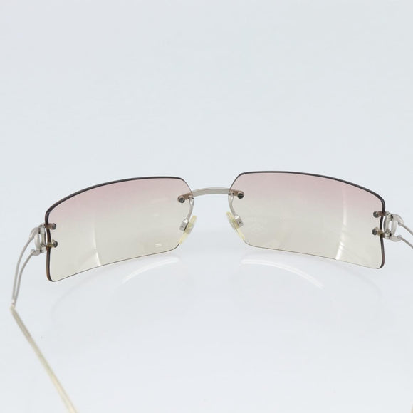 CHANEL COCO Mark Sunglasses Metal Silver CC Auth 190235