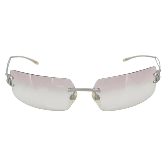 CHANEL COCO Mark Sunglasses Metal Silver CC Auth 190235
