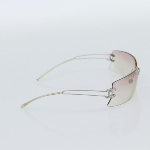 CHANEL COCO Mark Sunglasses Metal Silver CC Auth 190235