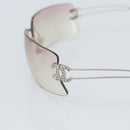 CHANEL COCO Mark Sunglasses Metal Silver CC Auth 190235-7