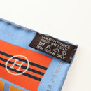 HERMES Carre 90 Scarf ”En Voyage"" Silk Blue Auth 190238M-16