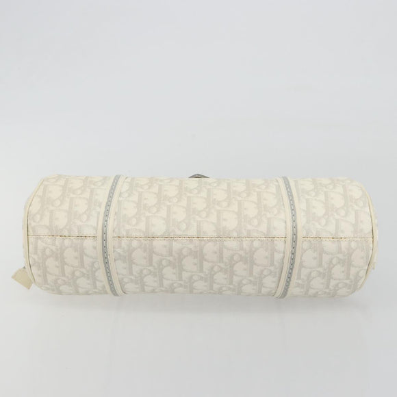 Christian Dior Trotter Canvas Romantic Chain Bag PVC White Silver Auth 190241SAM