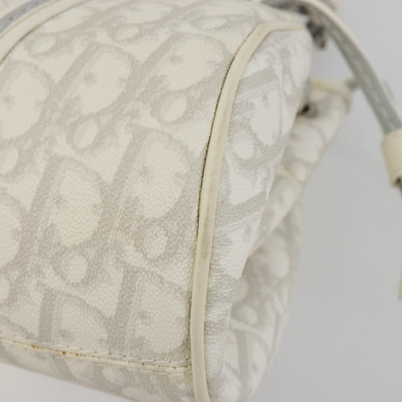 Christian Dior Trotter Canvas Romantic Chain Bag PVC White Silver Auth 190241SAM